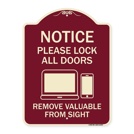 Signmission Please Lock All Doors Remove Valuables from Sight Heavy-Gauge Alum Sign, 24" x 18", BU-1824-23287 A-DES-BU-1824-23287